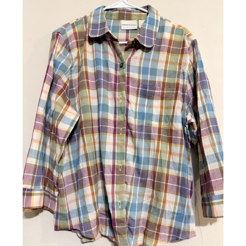 Alfred Dunner Women's‎ Plaid Button Down Shirt Long Sleeve Casual Top Size 16
